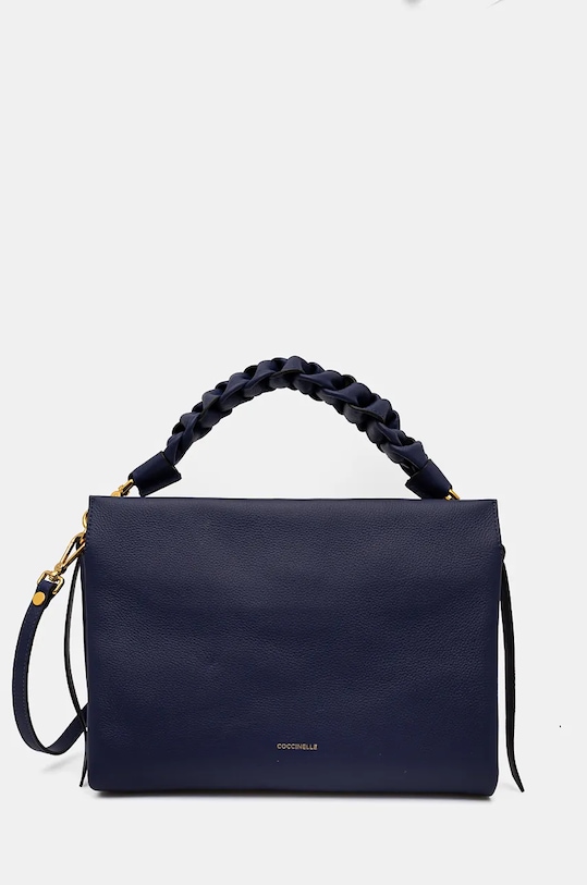 Kožená kabelka Coccinelle BOHEME GRANA DOUBLE přírodní kůže námořnická modř E1.M50.19.02.01.S