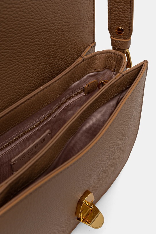 Kožená kabelka Coccinelle COCCINELLEDEW E1.QTF.15.03.01 béžová