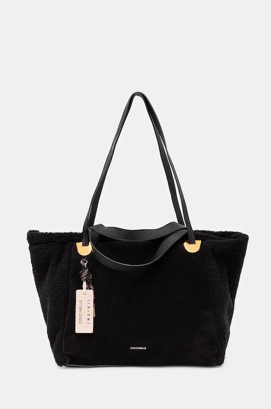 Semišová kabelka Coccinelle COCCINELLE X INUIKII semišová kůže černá E1.R2F.11.02.01