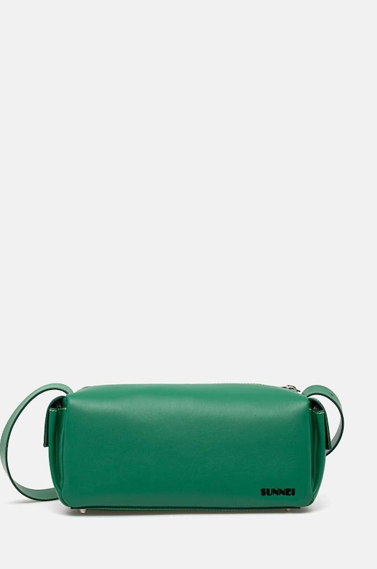 Kožená kabelka Sunnei hladký zelená MACCWBAG002