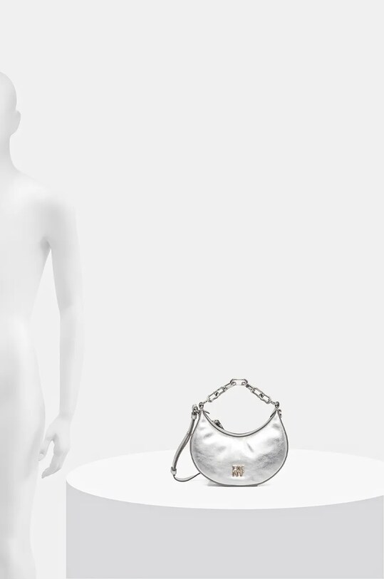 Kožená kabelka Dkny R433DF74 strieborná