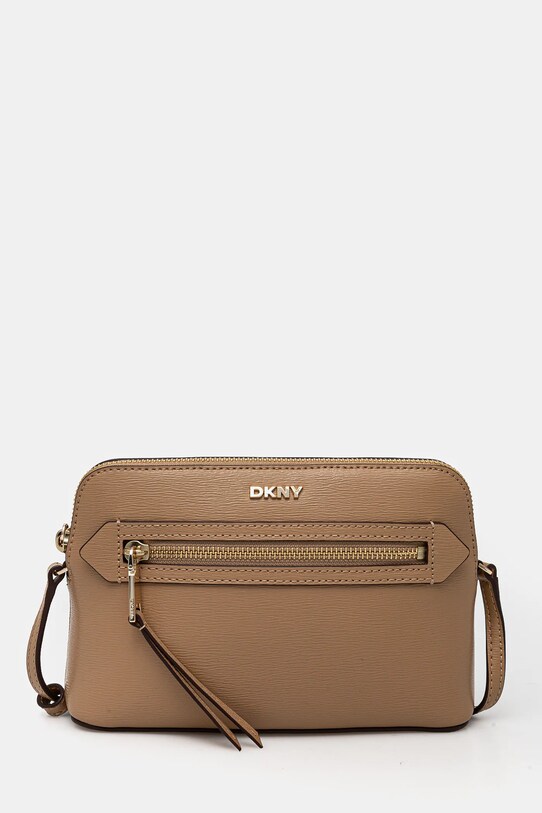 Шкіряна сумочка Dkny лицьова шкіра бежевий R42EKE17
