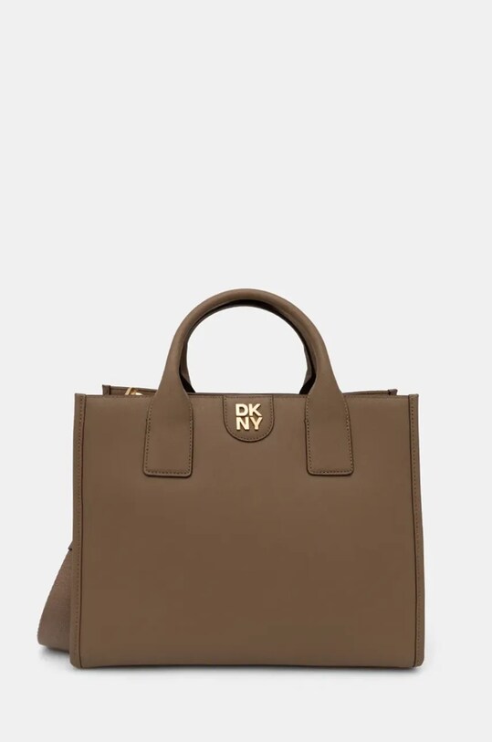 Шкіряна сумочка Dkny лицьова шкіра коричневий R43AKQ11