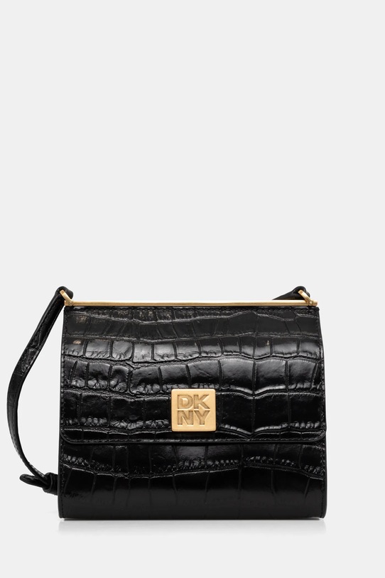 Шкіряна сумочка Dkny лицьова шкіра чорний R433PG79