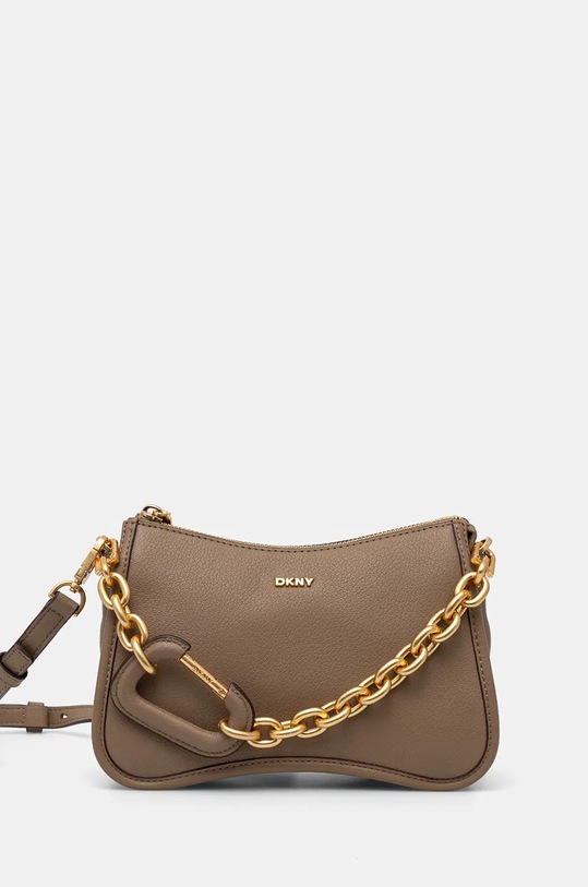 Шкіряна сумочка Dkny лицьова шкіра бежевий R43EAG47
