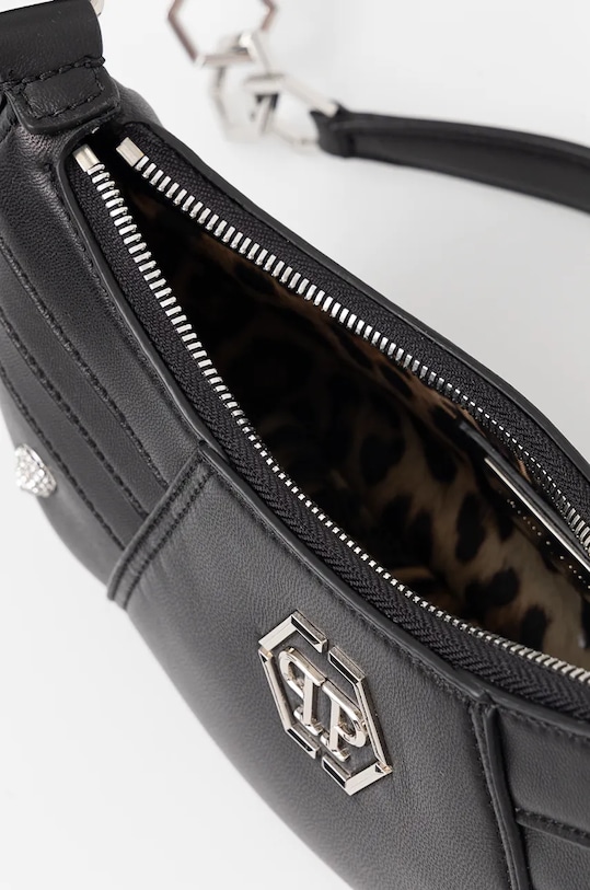 Kožená kabelka Philipp Plein s nádychom hodvábu AADA.WBA2027.PLE075N čierna