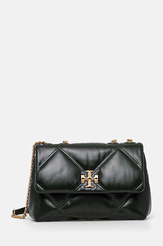Kožená kabelka Tory Burch Kira Diamond usňová koža zelená 158440.312