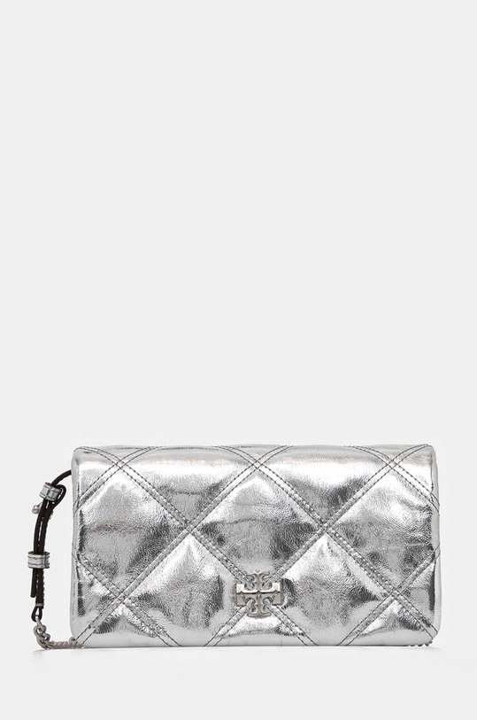Шкіряна сумочка Tory Burch Kira Metallic Diamond лицьова шкіра срібний 158631.040
