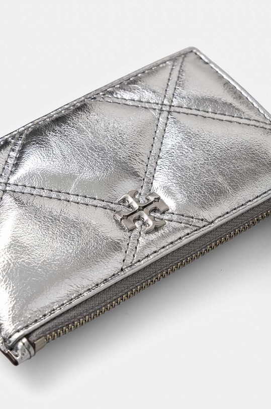 Accesorii Tory Burch portofel de piele Kira Metallic Diamond 158632.040 argintiu