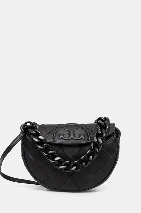 Tory Burch borsa a mano in pelle Fleming pelle fiore nero 162265.001