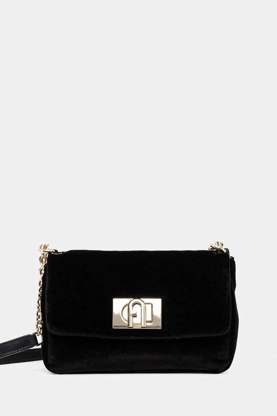 Furla geantă de mână din catifea uni negru BAFKACO.BX3356.O6000