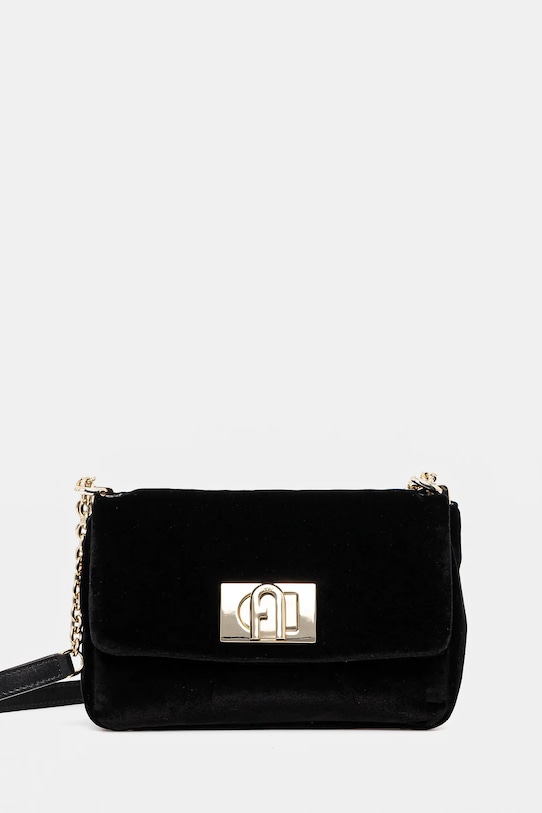 Furla geantă de mână din catifea uni negru BAFKACO.BX3356.O6000