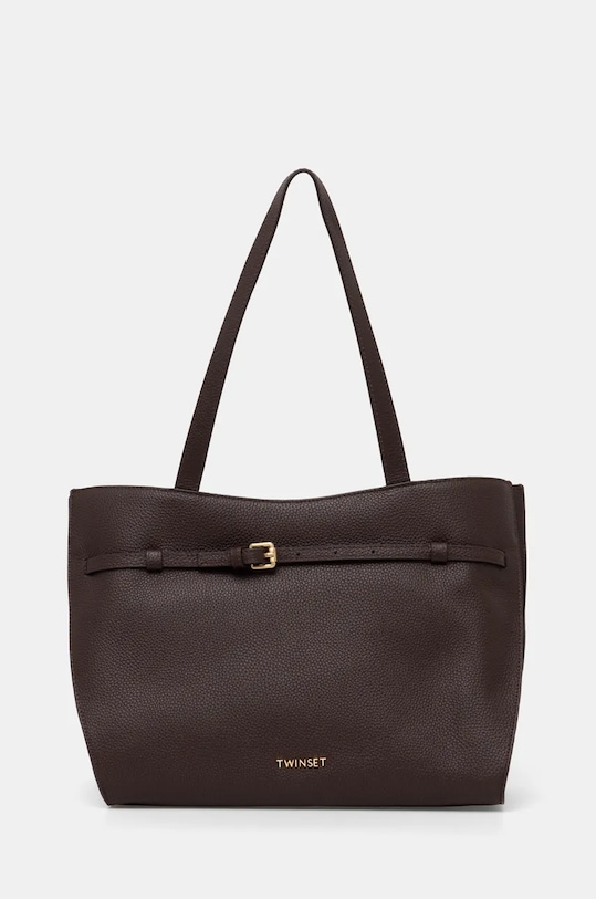 Twinset poseta de piele uni maro 242TD8370