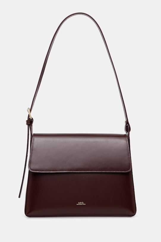 Кожаная сумочка A.P.C. sac virginie flap гладкий бордо PXBRU.F61924