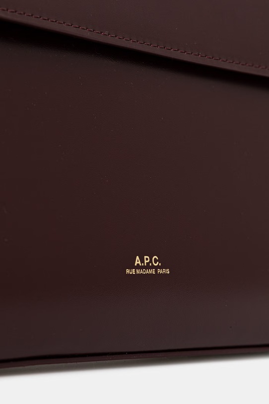 A.P.C. poșetă de piele sac virginie flap burgundia PXBRU.F61924