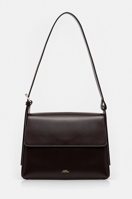 Kožená kabelka A.P.C. sac virginie flap usňová koža hnedá PXBRU.F61924