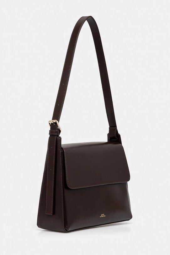 Kožená kabelka A.P.C. sac virginie flap PXBRU.F61924 hnedá SS25