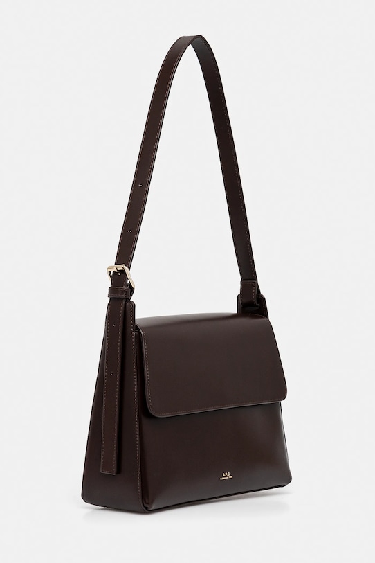 Kožená kabelka A.P.C. sac virginie flap PXBRU.F61924 hnedá AW25