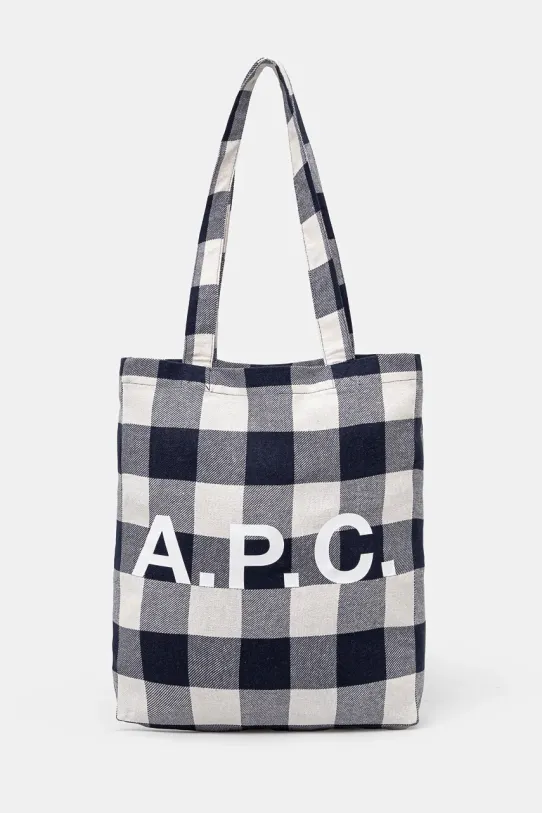 A.P.C. borsetta Tote Lou stampa all-over blu navy COGZX.M61442.IAK