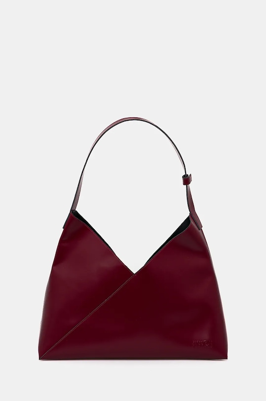 MM6 Maison Margiela leather handbag non-detachable strap maroon SB6WC0016.P7183