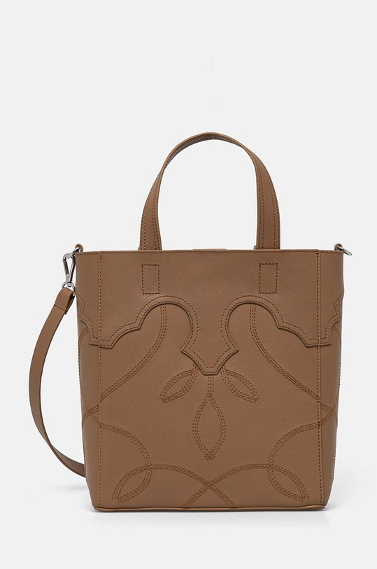 Kožená kabelka MUNTHE ESTELLA usňová koža béžová 243192124351