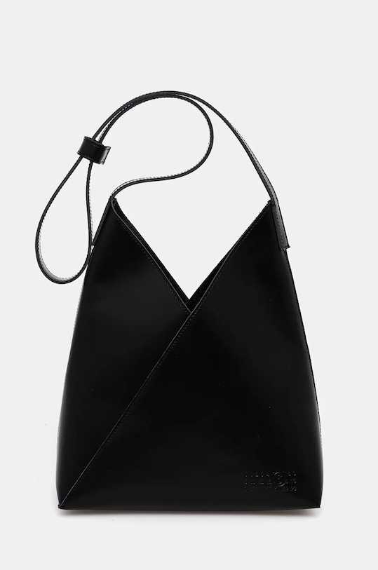 Kožená kabelka MM6 Maison Margiela usňová koža čierna SB6ZH0019.P7183