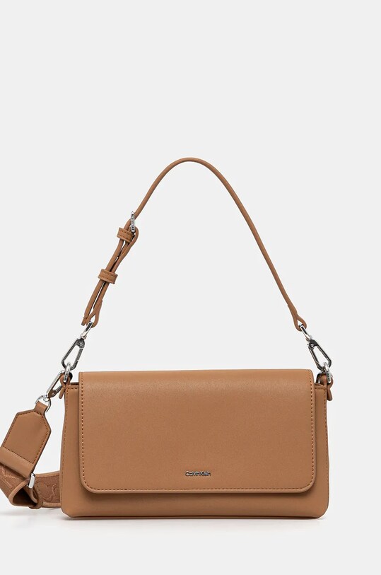 Kabelka Calvin Klein imitácia kože hnedá K60K612902