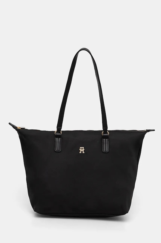 Torba Tommy Hilfiger imitacija zrnate kože crna AW0AW17005