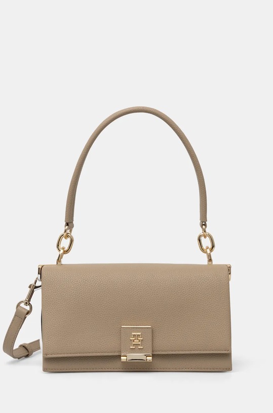 Τσάντα Tommy Hilfiger απομίμηση λείου δέρματος μπεζ AW0AW17026