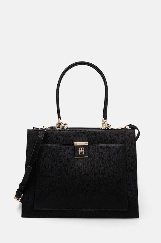 Kabelka Tommy Hilfiger jednofarebný čierna AW0AW17035