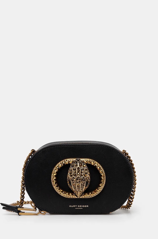 Kožená kabelka Kurt Geiger London CHELSEA usňová koža čierna 3600600109