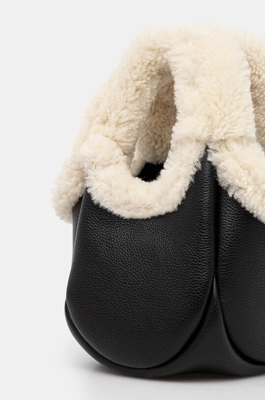 Doplnky Kožená kabelka Coperni Shearling Mini Bucket Swipe Bag COPBA69840S čierna
