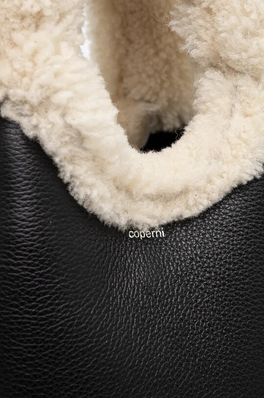 Kožená kabelka Coperni Shearling Mini Bucket Swipe Bag čierna COPBA69840S