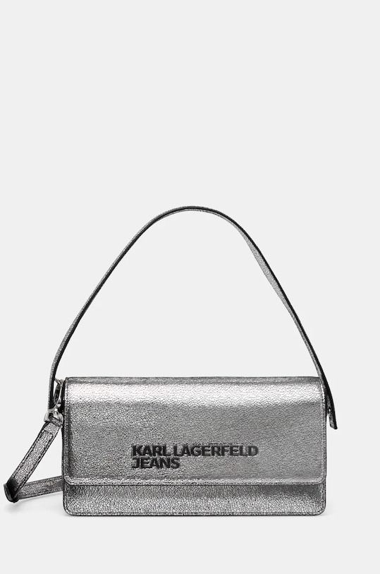 Kabelka Karl Lagerfeld Jeans hladký stříbrná 246J3098