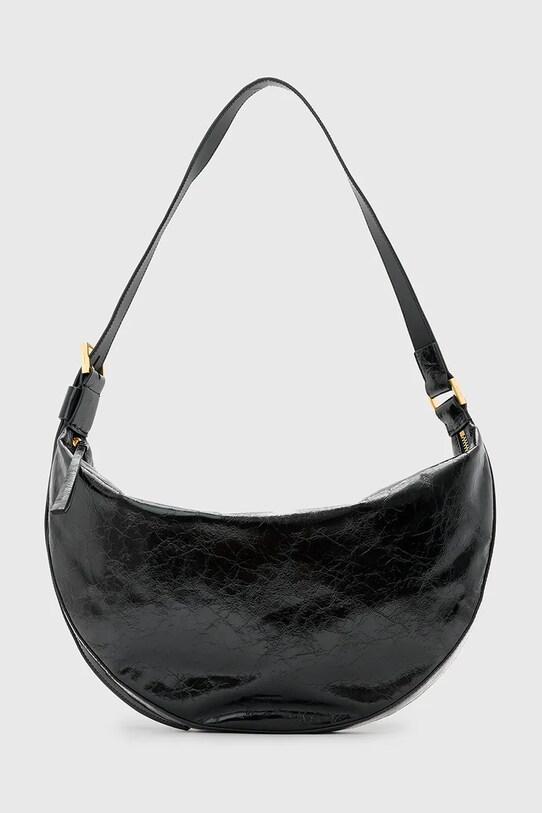 AllSaints torebka skórzana HALF MOON skóra licowa czarny W020XZ