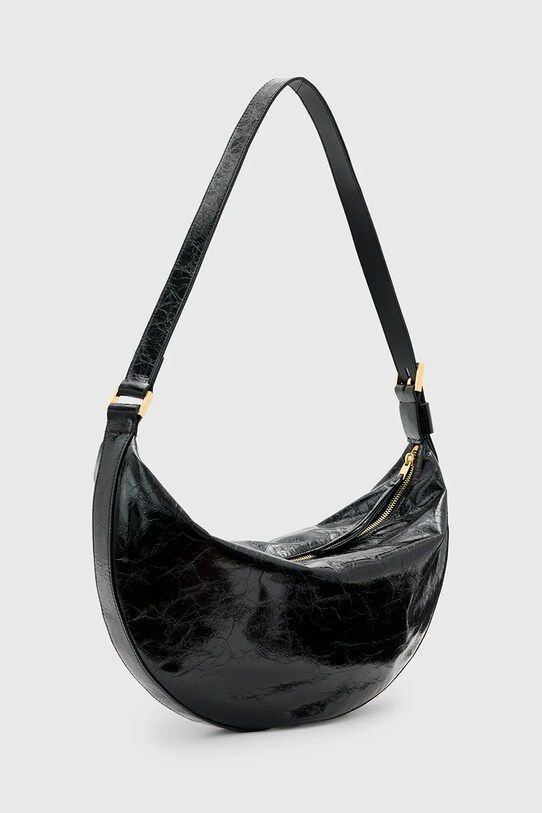 AllSaints torebka skórzana HALF MOON W020XZ czarny SS25