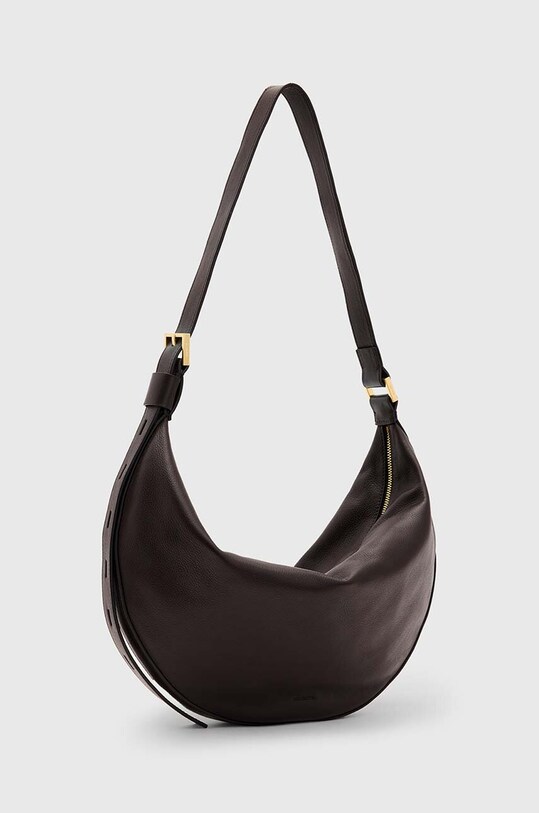 Akcesoria AllSaints torebka skórzana HALF MOON W052XB brązowy