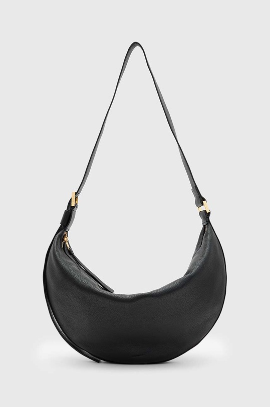 AllSaints torebka skórzana HALF MOON skóra licowa czarny W052XB
