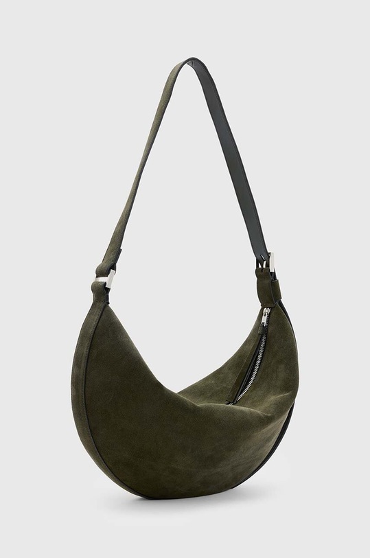 AllSaints geanta de mana din piele intoarsa HALF MOON W234XB verde AW24