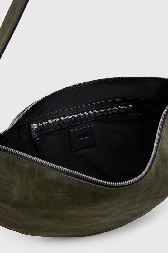 AllSaints geanta de mana din piele intoarsa HALF MOON W234XB verde