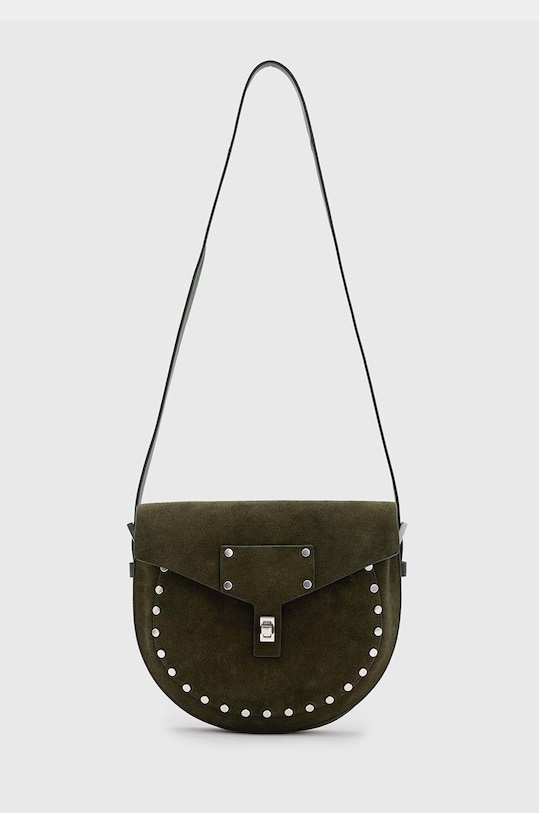 AllSaints geanta de mana din piele intoarsa MIRO SADDLE nu incape in A4 verde W236XB