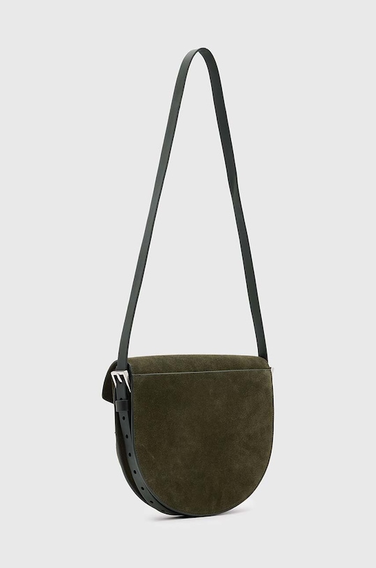 AllSaints geanta de mana din piele intoarsa MIRO SADDLE W236XB verde AW24