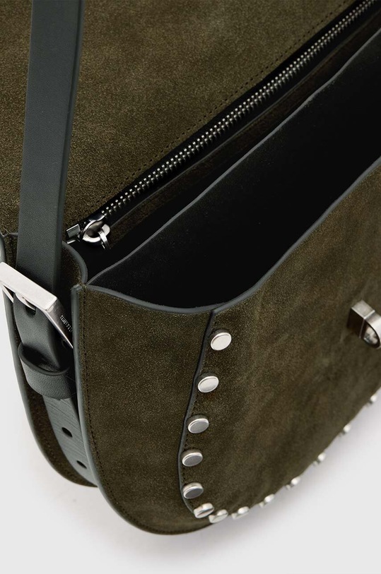 AllSaints geanta de mana din piele intoarsa MIRO SADDLE verde W236XB