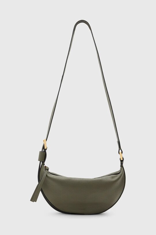 AllSaints borsa a mano in pelle HALF MOON pelle fiore verde W301XB