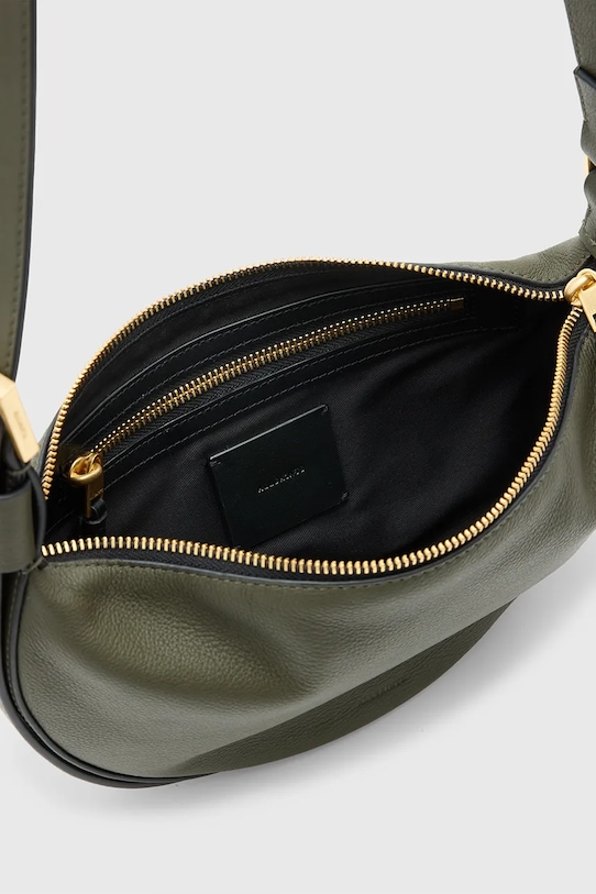 Kožená kabelka AllSaints HALF MOON zelená W301XB