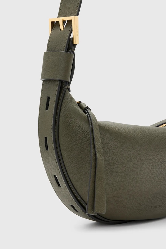 Kožená kabelka AllSaints HALF MOON W301XB zelená