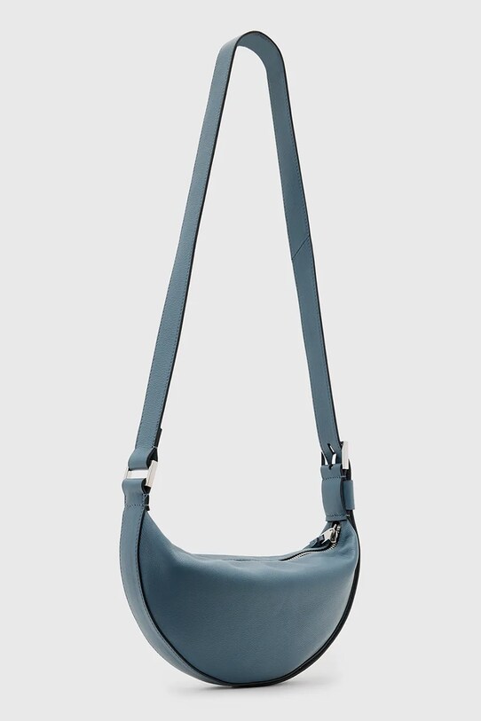 AllSaints poșetă de piele HALF MOON W301XB albastru SS25