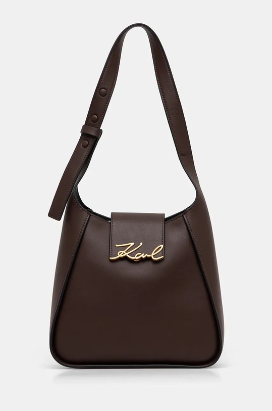 Кожена чанта Karl Lagerfeld гладка кожа кафяв 246W3004