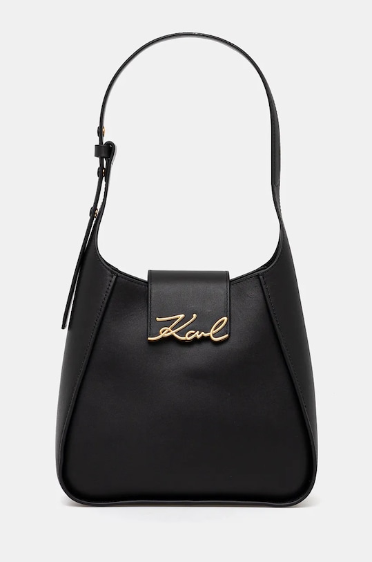 Kožená kabelka Karl Lagerfeld přírodní kůže černá 246W3004