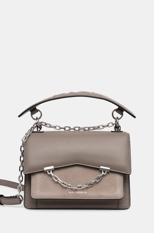 Шкіряна сумочка Karl Lagerfeld лицьова шкіра сірий 246W3040